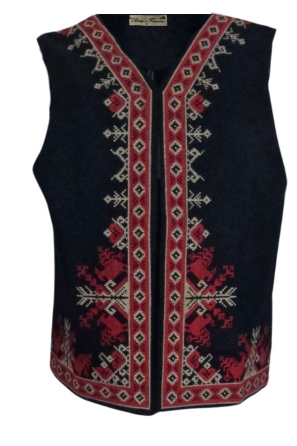 Vesta dama traditionala, R24 negru/rosu