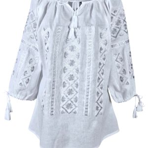 Ie dama alba cu broderie, RBIB alb creta/argintiu