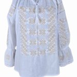 Ie dama alba cu broderie, R46, alb cocos/argintiu