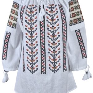 Ie dama alba cu broderie, B23 alb/rosu