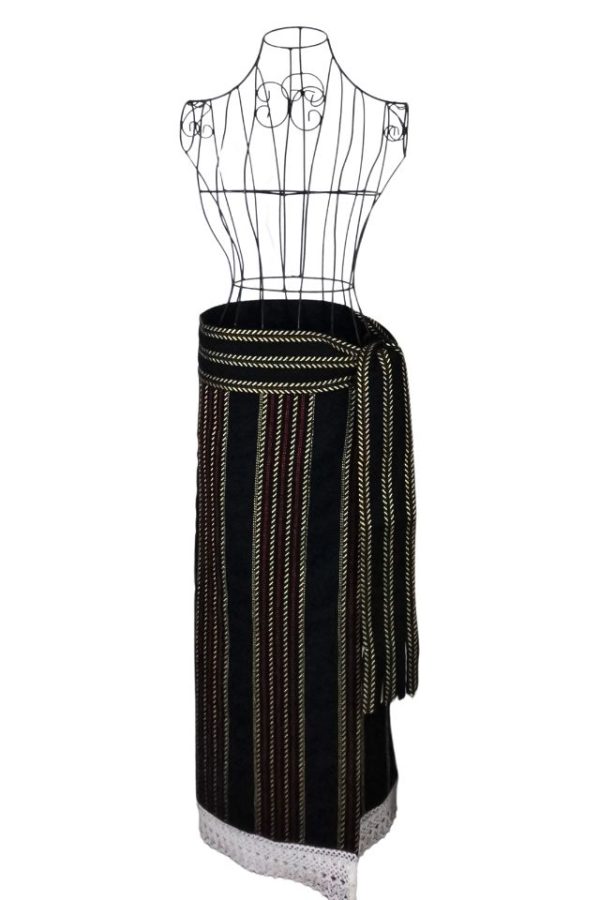 Fusta tip catrinta cu broderie traditionala one size, negru/auriu