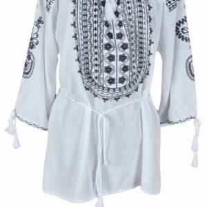 Ie dama alba cu broderie, R24, alb/negru