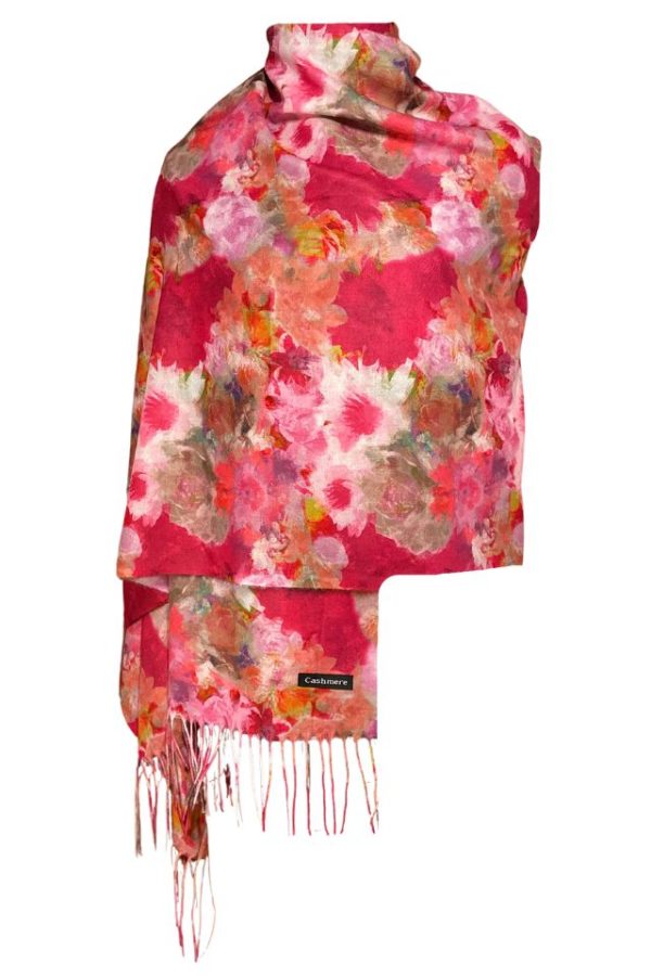 Fular casmir dama cu motive florale