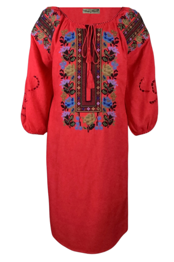 Rochie traditionala rosie, dama, R24