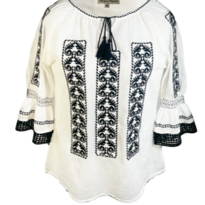 Ie dama alba cu broderie, ML09, alb /negru glossy