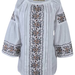 Ie dama alba cu broderie, B23, alb neted/gri