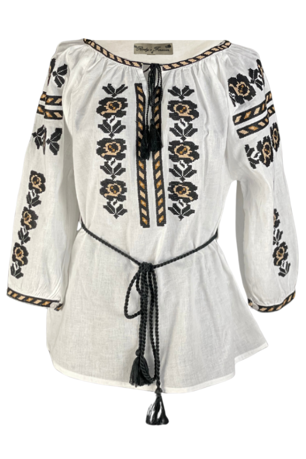 Ie dama alba cu broderie, R24, alb/bej