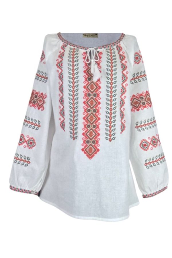 Ie dama alba cu broderie, 124, alb/maro