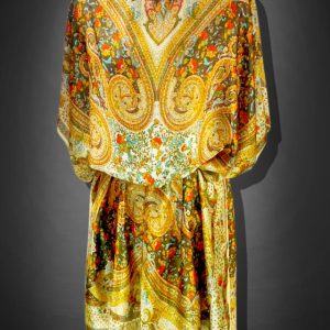 Rochie tip poncho dama, 24MT, bej/portocaliu