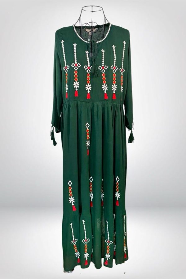 Rochie traditionala verde, dama RL24, verde brad