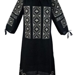 Rochie traditionala neagra, dama R11D, negru/bej