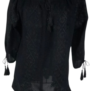 Bluza traditionala neagra cu broderie, BN24, negru darth vader