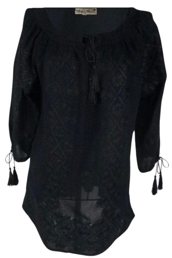 Bluza traditionala neagra cu broderie, BN24, negru darth vader