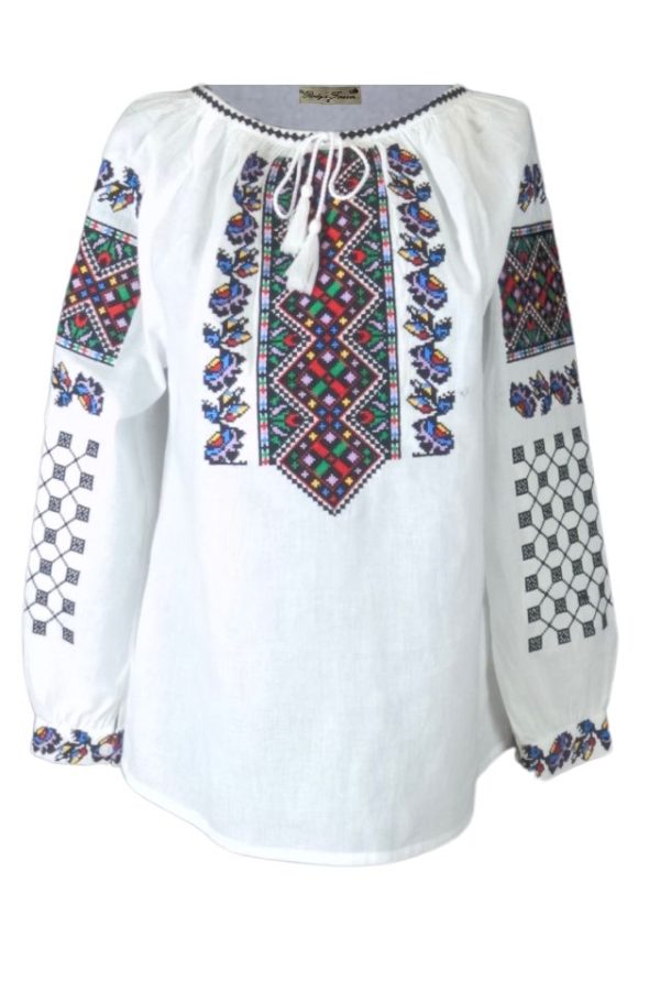 Ie dama alba cu broderie, DEC, alb/galben