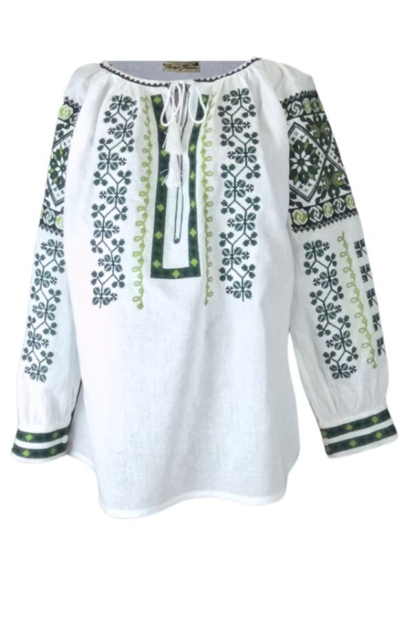 Ie dama alba cu broderie, DEC, alb/verde