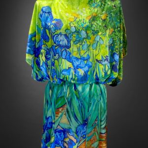 Rochie tip poncho, dama I, verde/albastru, one size
