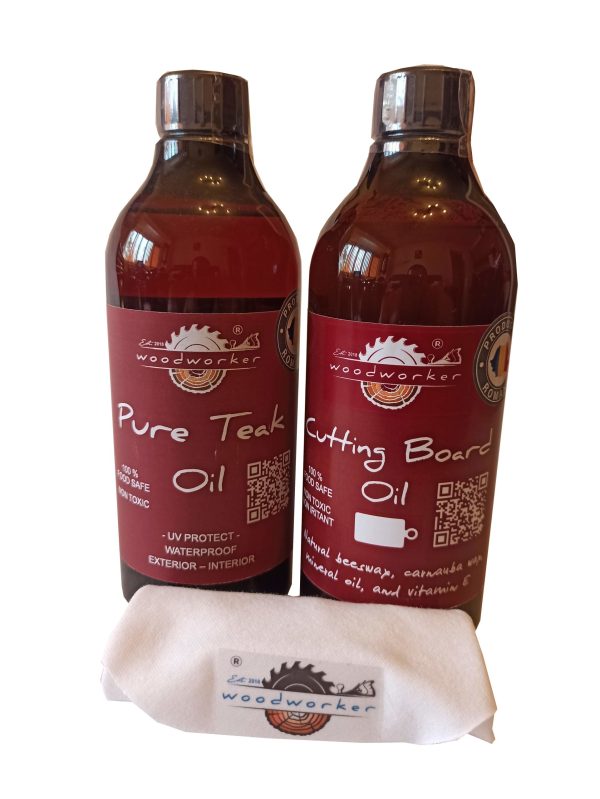 Pachetul pentru intretinere - Dual Pack Pure Teak Oil si Cutting Board Oil+ laveta bumbac