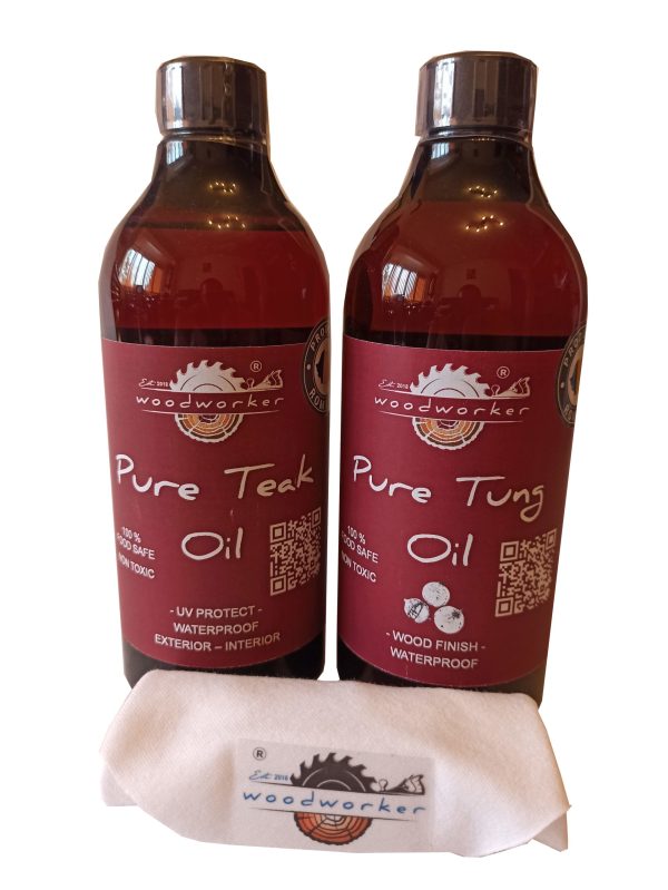 Pachet de intretinere-Dual Pack Pure Tung Oil si Pure Teak Oil + laveta bumbac