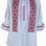 Ie dama alba cu broderie, R24, alb/visiniu