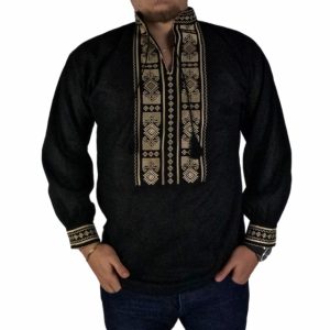Ie barbati neagra cu broderie, BB24, negru/bej