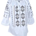 Ie dama alba cu broderie, R2, alb creta/bej safari