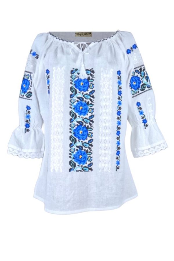 Ie dama alba cu broderie, R46 alb/galben