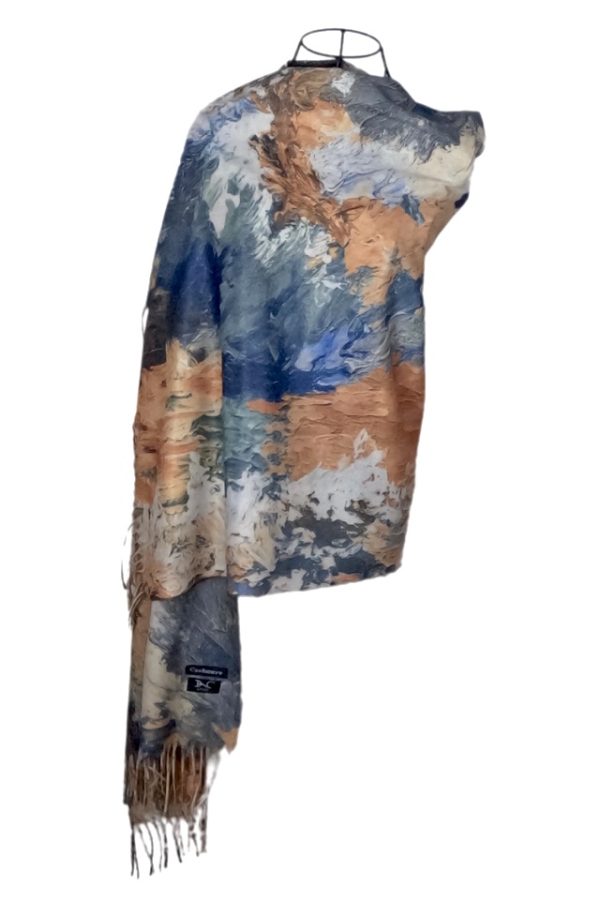 Fular casmir dama NOR, albastru/maro