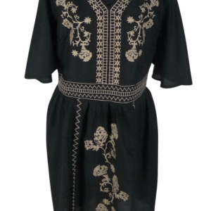 Rochie traditionala neagra, dama R, negru/bej