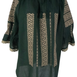 Bluza traditionala verde cu broderie, R46, verde moss