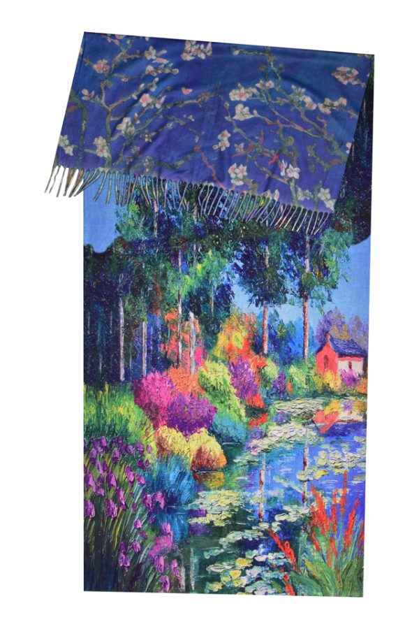 Fular casmir dama, pictata multicolor 1, 01 albastru