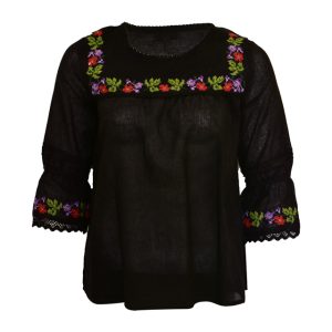 Bluza traditionala neagra, cu broderie, BRN