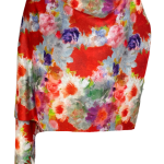 Fular casmir dama F, rosu/albastru pastel