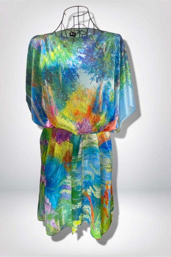 Rochie tip poncho dama, LP24, albastru glossy/mov