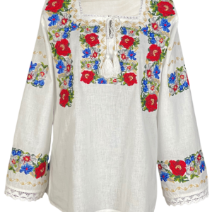 Ie dama alba, cu broderie, B23, alb cocos/gri