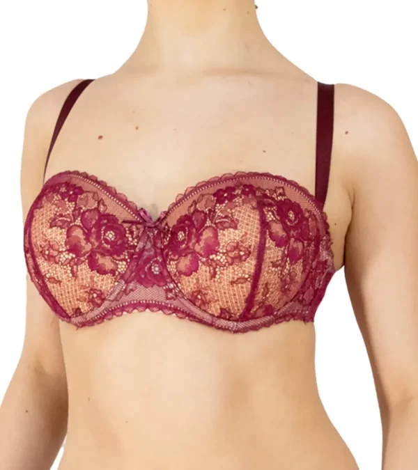 Sutien Balconette în Culoare Bordo cu Bretele Detașabile