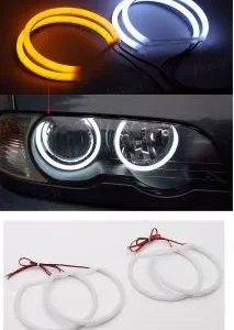 Angel Eyes Cotton Bmw seria 3 E46 alb si semnalizare galbena far cu lupa &reg ALM