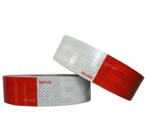 Banda reflectorizanta tip fagure alba+rosu 5cm x 25m