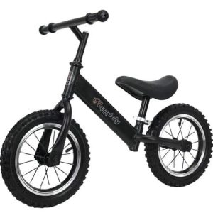 Bicicleta fara pedale, 12", Antrenament echilbru, 2 - 5 ani, Negru, Roti cauciuc