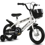 Bicicleta pentru copii cu roti ajutatoare si frane, 16 inch, Alb