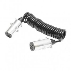 Cablu priza remorca 7 pini tata spiral 2.6m cu 2 stechere