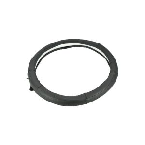 Husa volan din piele neagra cusatura albastra cu gaurele marime M