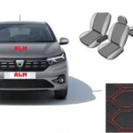 Huse ALM - piele eco Dacia Logan 2021+ cu bancheta fractionata Negru+Rosu