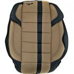 Huse scaune universale premium negru + cusatura bej piele +textil cusatura airbag