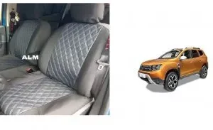 Huse textil - piele romburi Dacia Duster II 2018-2022 Negru+Albastru &reg ALM