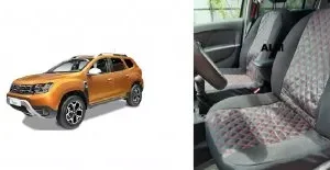 Huse textil - piele romburi Dacia Duster II 2018-2022 Negru+ Rosu &reg ALM