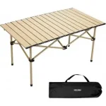 Masa Pliabila Pentru Camping, Inclusa Geanta de Transport, Aluminiu, Bej, 120 x 55 x 50cm