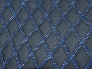 Material piele eco interior auto covorase tavita portbagaj Negru cusatura Albastra