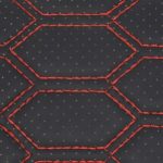 Material piele eco Negru cu gaurele model hexagon / cusatura Rosie