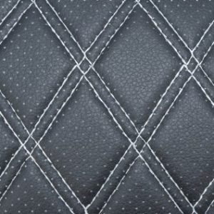 Material piele eco Negru cu gaurele model romb / cusatura Gri