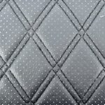 Material piele eco Negru cu gaurele model romb / cusatura Neagra